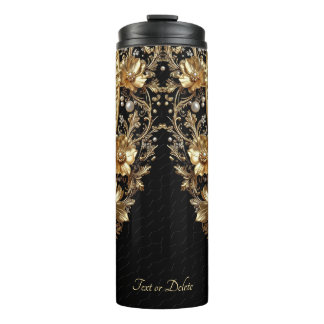 Bouteilles Isothermes Golden Ornate Flowers Thermal Tumbler