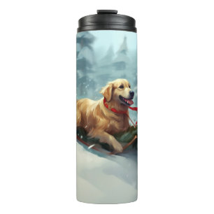 Bouteilles Isothermes Golden Retriers Noël neige hiver