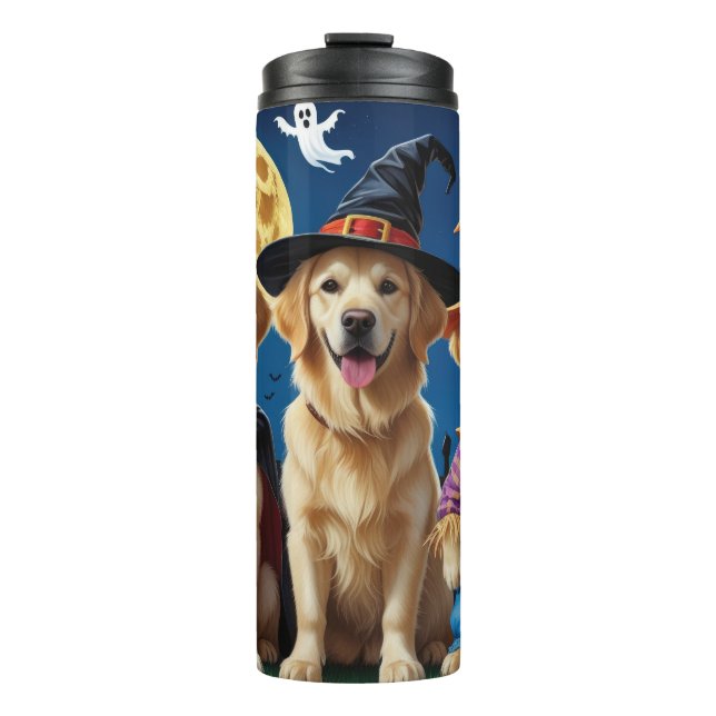 Bouteilles Isothermes Golden Retriever Chiens Citrouille Halloween Funny (Devant)