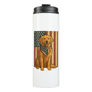 Bouteilles Isothermes Golden Retriever Drapeau Américain