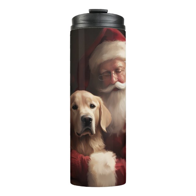 Bouteilles Isothermes Golden Retriever with Santa Clause Christmas (Devant)