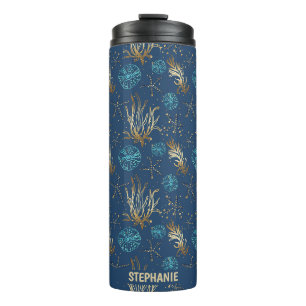 Bouteilles Isothermes Golden Starfish & Coral Reef Motif sur Blue