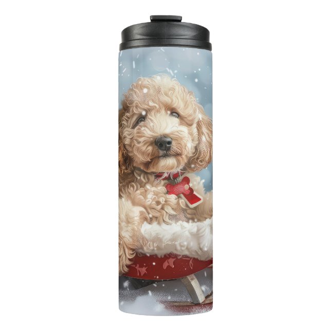 Bouteilles Isothermes Goldendoodle Chien Noël Festif (Devant)