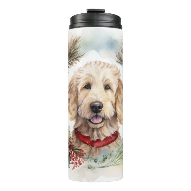 Bouteilles Isothermes Goldendoodle Christmas Wreath Festive Pup (Devant)