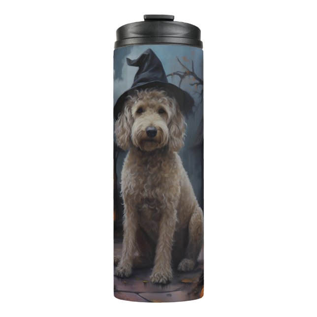 Bouteilles Isothermes Goldendoodle Citrouille Halloween effrayant (Devant)