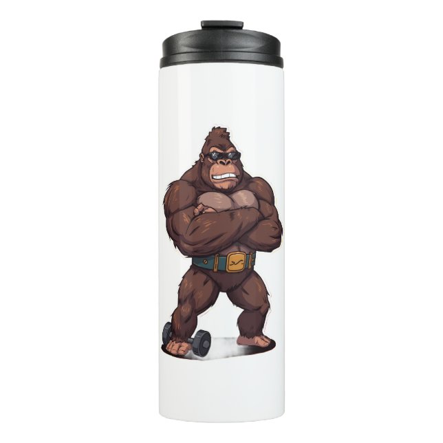 Bouteilles Isothermes Gorille Bodybuilder Haltérophile Pop Art Cartoon (Devant)