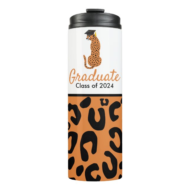 Bouteilles Isothermes Graduation Leopard portant casquette (Devant)