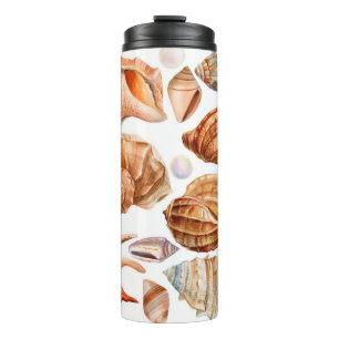 Bouteilles Isothermes grand ensemble de coquillages sur un fond blanc is