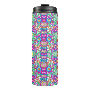Bouteilles Isothermes Grand mug de voyage avec un motif floral symétriqu