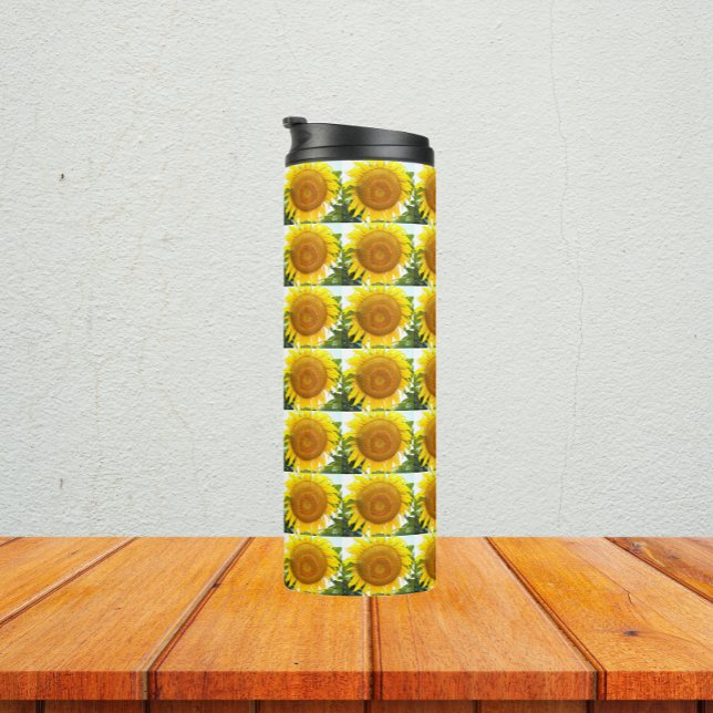 Bouteilles Isothermes Grand Tournesol Jaune Modèle Floral (In Situ)
