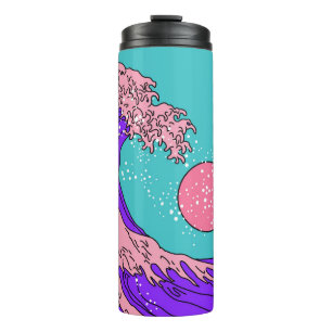 Bouteilles Isothermes Grande vague dans le style Vaporwave Pop Art. Affi