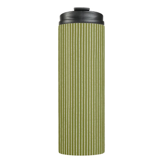 Bouteilles Isothermes Grandes vertes et blanches d'olive avec lignes iné (Devant)