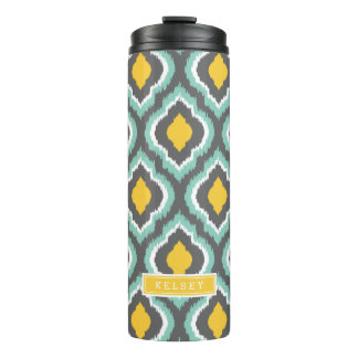 Bouteilles Isothermes Gray Aqua et Yellow Ikat Monogramme marocain