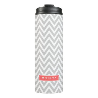 Bouteilles Isothermes Gray et Coral Chevron Monogramme