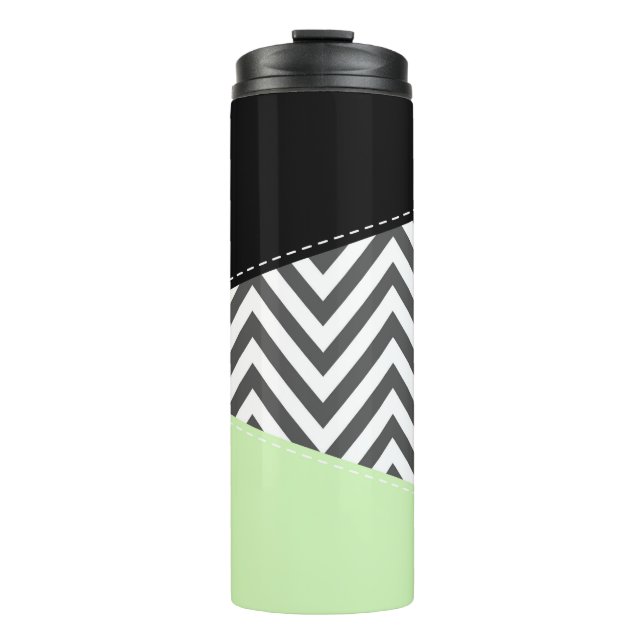 Bouteilles Isothermes Gray Zigzag, Gray Chevron, Zigzag Pattern, Mint (Devant)