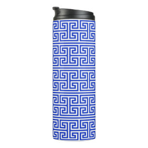 Bouteilles Isothermes Grec Meander Carré clé H Motif bleu