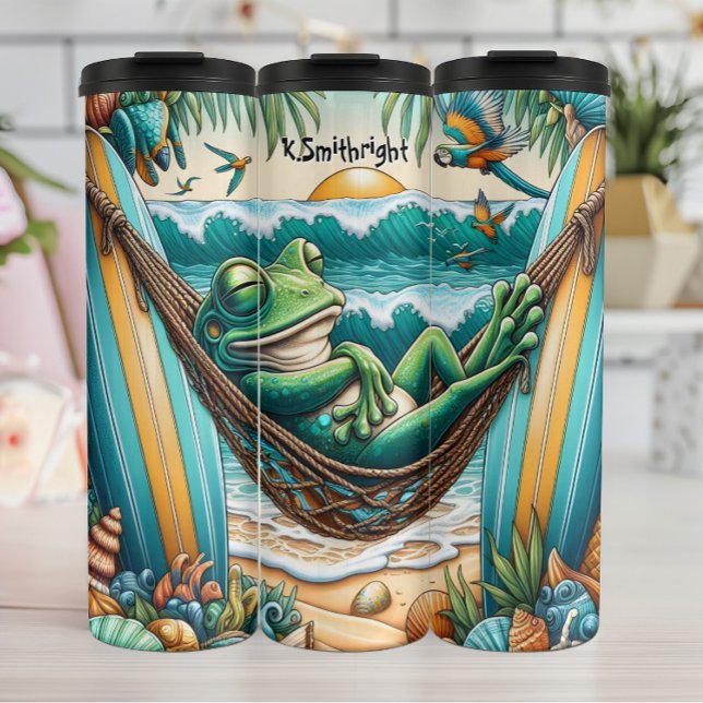 Bouteilles Isothermes Grenouille détendue dans Hamac de plage (Créateur téléchargé)