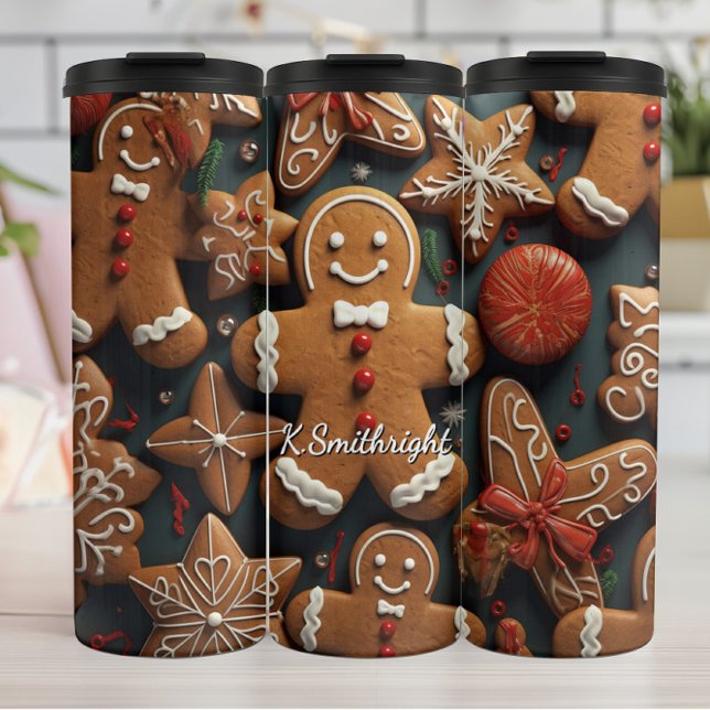 Bouteilles Isothermes Grille de biscuits au gingembre joyeux (Créateur téléchargé)
