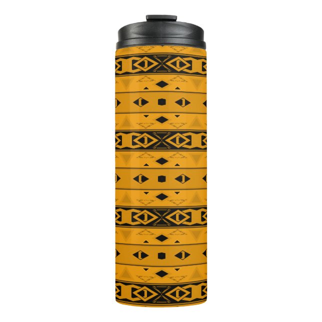 Bouteilles Isothermes Grilles et formes géométriques jaune noir (Devant)