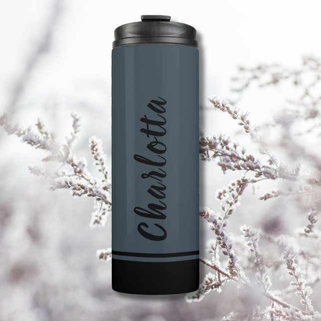 Bouteilles Isothermes Gris de charbon Noir Élégant Minimal Customisé (Créateur téléchargé)