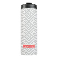 Gris et corail Grec Monogramme clé