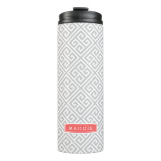 Bouteilles Isothermes Gris et corail Grec Monogramme clé