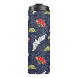 Bouteilles Isothermes Grues et ventilateurs japonais : Motif Vintage