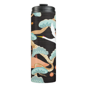 Bouteilles Isothermes Grues, hérons : motif japonais d'oiseaux.