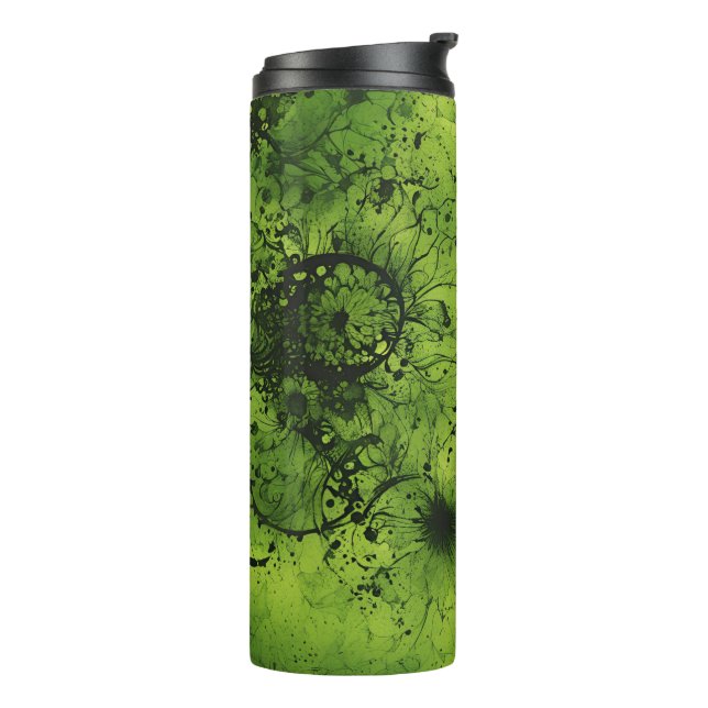 Bouteilles Isothermes Grunge vert citron avec accents noirs (Tourné sur la gauche)