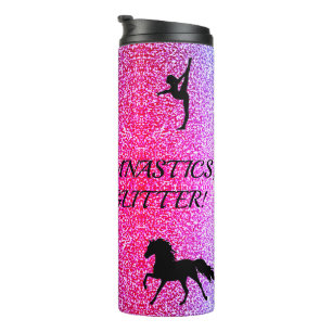 Bouteilles Isothermes Gymnastique, Chevaux, Paillettes, Ombre Étincelant