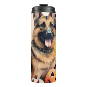 Bouteilles Isothermes Halloween Berger Allemand Avec Citrouilles Épouvan