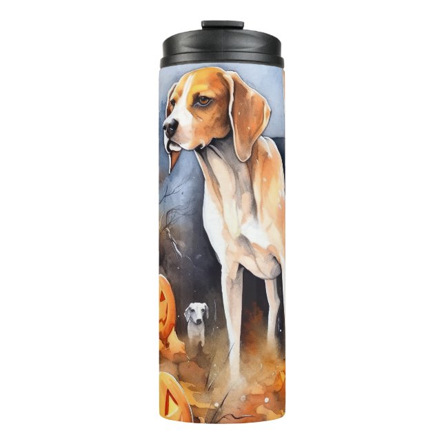 Bouteilles Isothermes Halloween Foxhound Américain avec des citrouilles (Devant)