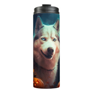Bouteilles Isothermes Halloween Husky Sibérien Avec La Peur Citrouille