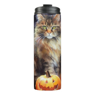 Bouteilles Isothermes Halloween Maine Coon Chat Avec Crainte Citrouille