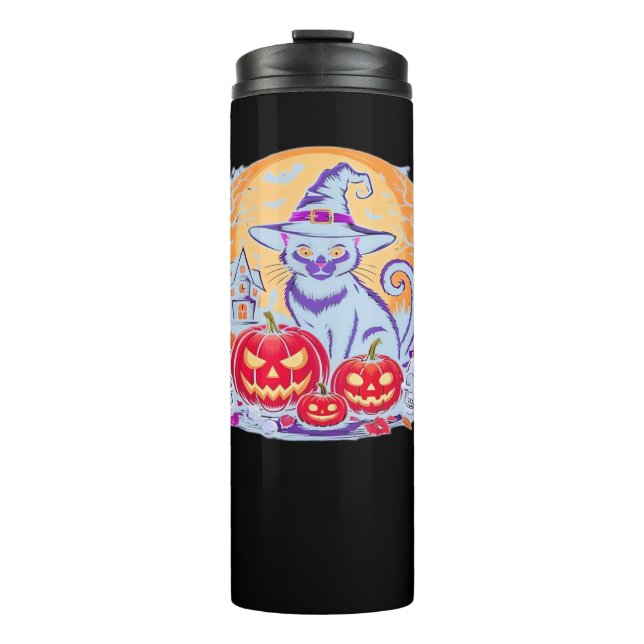 Bouteilles Isothermes Halloween mignon Fantôme Citrouille Chat classique (Devant)