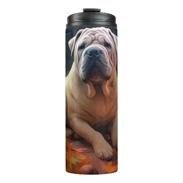 Bouteilles Isothermes Halloween Shar Pei Avec La Peur Citrouille (Devant)
