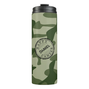 Bouteilles Isothermes Happy Camper Olive Green Nom du Camo Camping Voyag