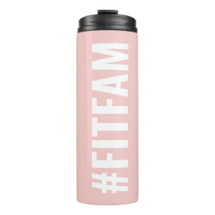 Bouteilles Isothermes Hashtag Fit Fam Rose Blanc moderne Slogan