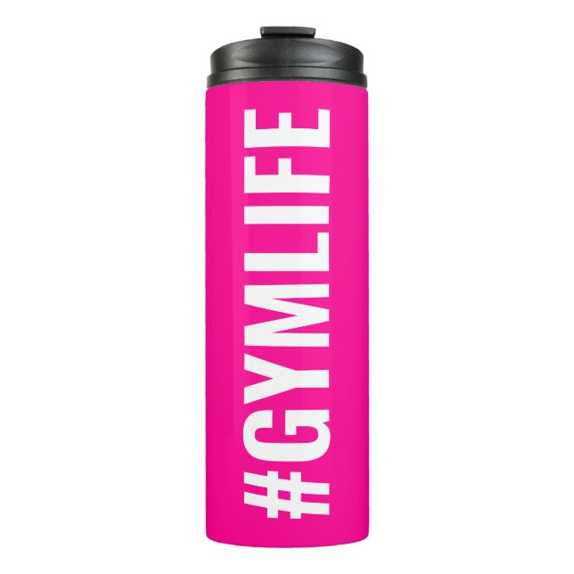 Bouteilles Isothermes Hashtag Gymlife Hot Pink White Modern Slogan (Devant)