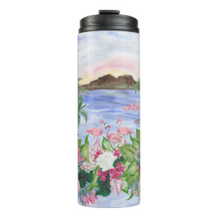 Bouteilles Isothermes Hawaiian Bliss : Motif d'aquarelle tropicale