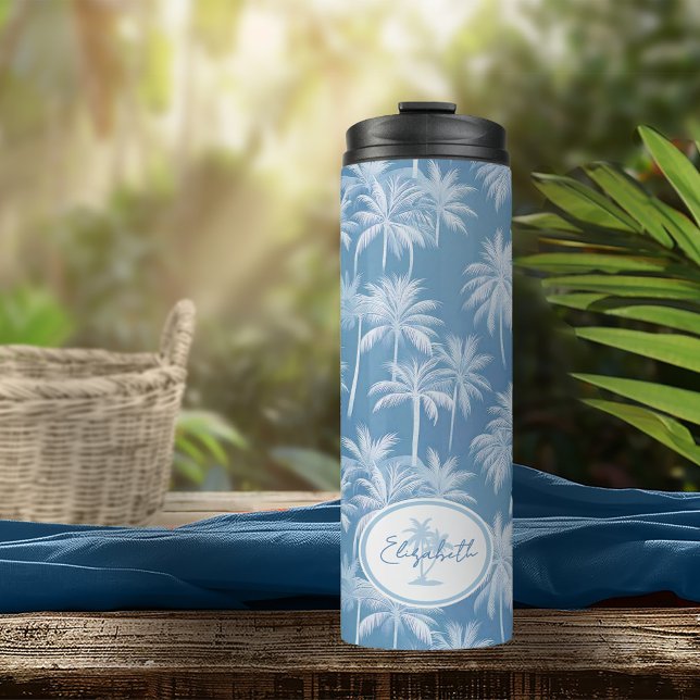 Bouteilles Isothermes Hawaiian Palm Tree Silhouette Motif Blue ID1093 (Créateur téléchargé)