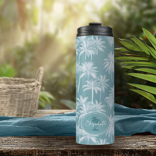 Bouteilles Isothermes Hawaiian Palm Tree Silhouette Motif Turquoise ID10