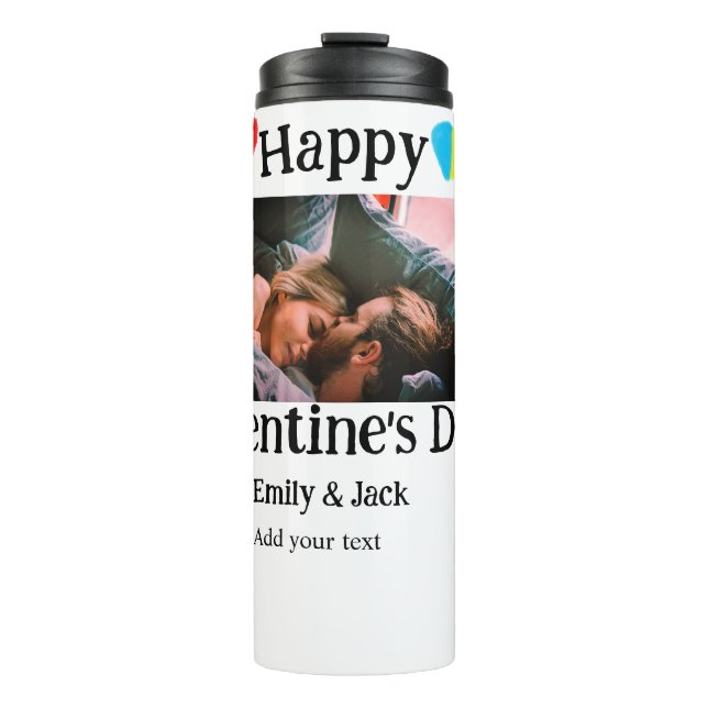Bouteilles Isothermes Heureuse Sainte-Valentin ajouter nom de couple pho (Devant)
