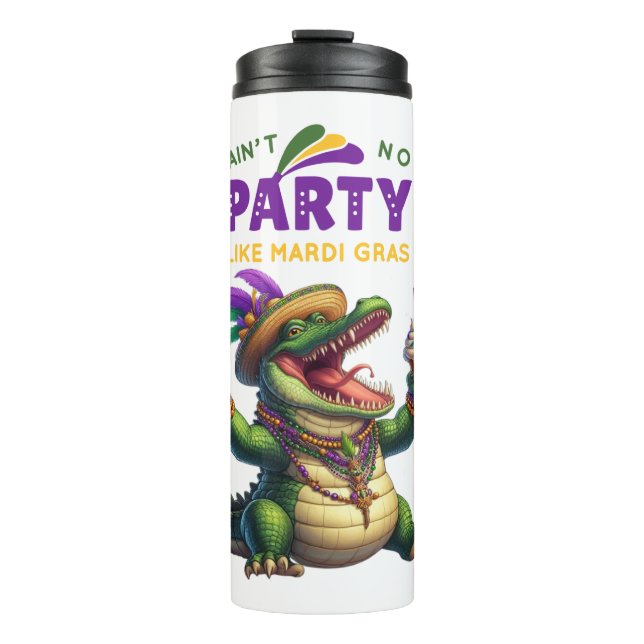 Bouteilles Isothermes Heureux Mardi Gras Alligator (Devant)