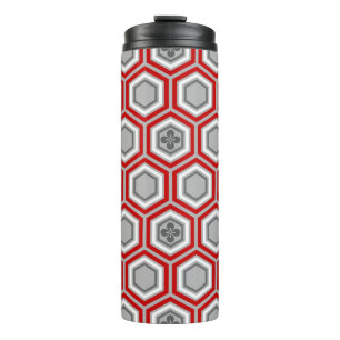 Bouteilles Isothermes Hexagonal Kimono Imprimer, rouge et gris / gris