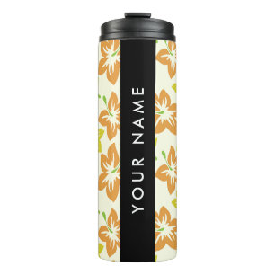 Bouteilles Isothermes Hibiscus Jaune, Hibiscus Orange, Votre Nom