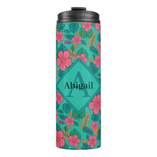 Bouteilles Isothermes Hibiscus Tropical et Motif Feuille de Palmier