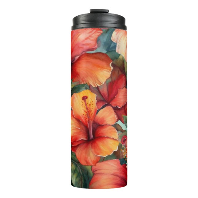 BOUTEILLES ISOTHERMES HIBISCUS TROPICAL ROSE ROUGE ORANGE (Devant)