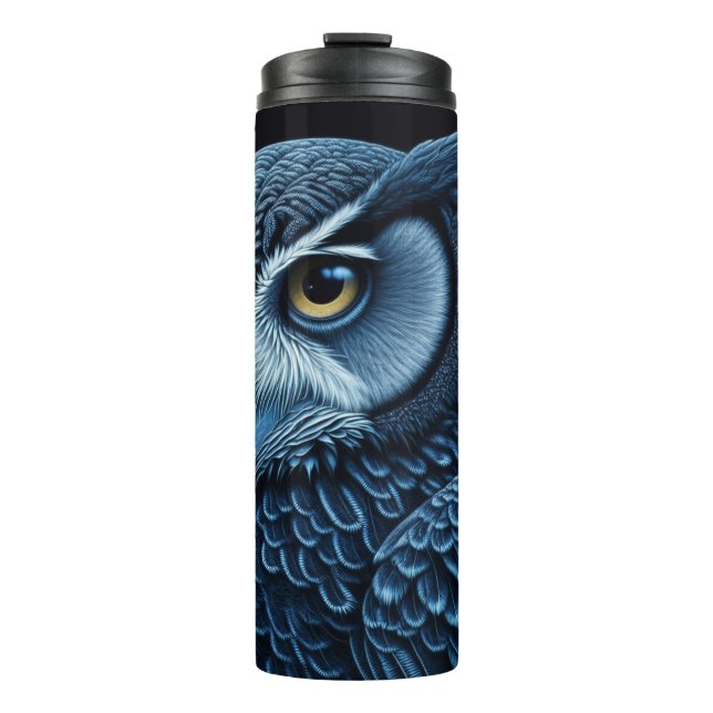 Bouteilles Isothermes Hibou Sérieux Bleu et Noir  (Devant)