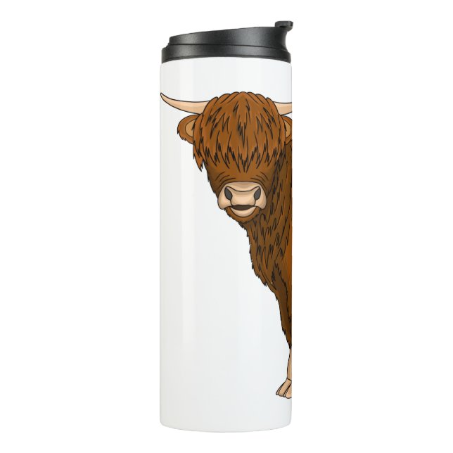 Bouteilles Isothermes Highland cow cartoon illustration  (Tourné sur la gauche)